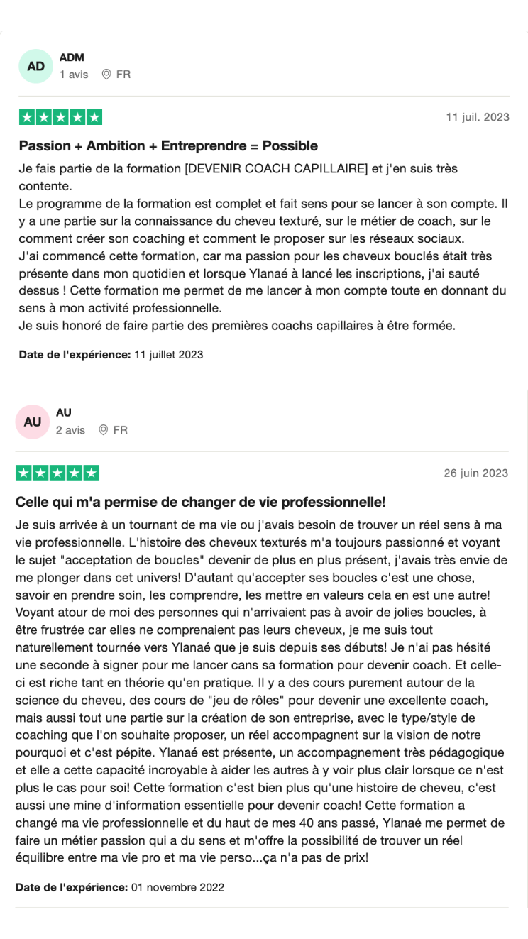 temoignages trustpilot clientes coach my curls