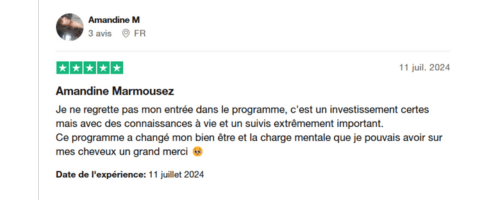 Témoignage écrit d'Amandine après le coaching capillaire
